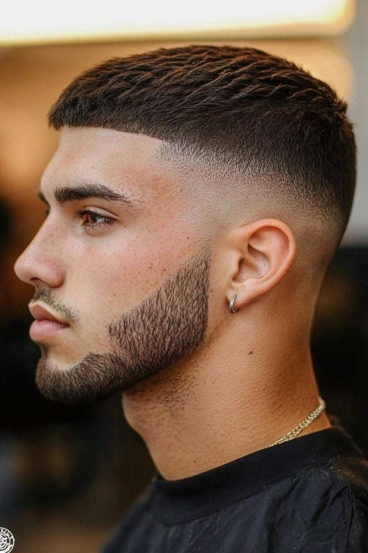 Buzz cut dengan line up tegas